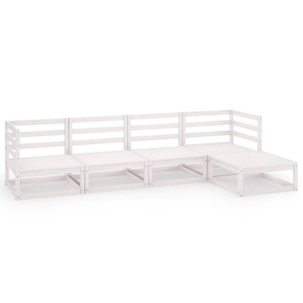 vidaXL 5-delige Loungeset massief grenenhout wit