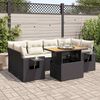 vidaXL 7-delige Loungeset met kussens poly rattan zwart