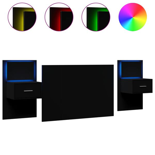 vidaXL Hoofdbord met kastjes 120 cm bewerkt hout zwart