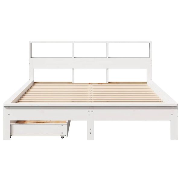vidaXL Bed met boekenkast zonder matras grenenhout wit 140x190 cm