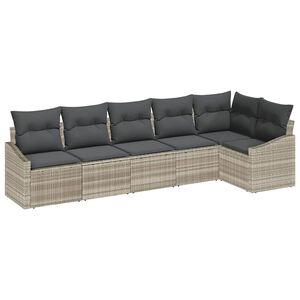 vidaXL Tuinbankenset 6 st Lichtgrijs poly rattan