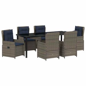 vidaXL Tuin Eetset 7 st Grijs Poly riet