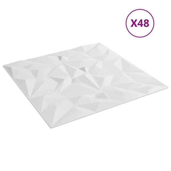 vidaXL Wandpanelen 48 pcs Wit 50 x 50 cm XPS Schuim