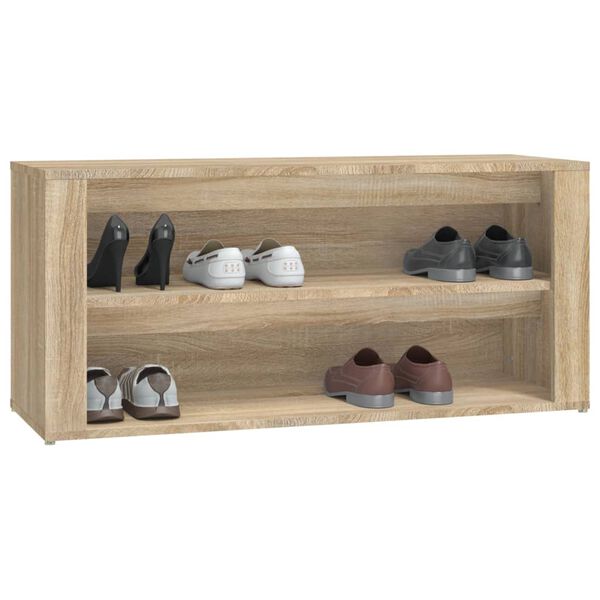 vidaXL Schoenenrek 100x35x45 cm bewerkt hout sonoma eikenkleurig