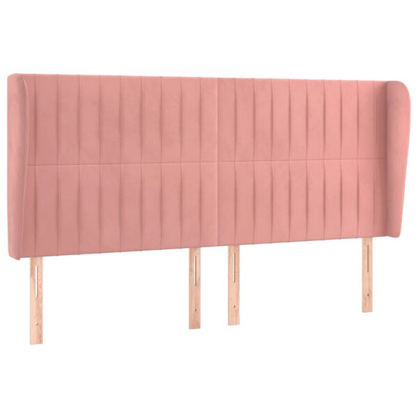 vidaXL Hoofdbord met randen 183x23x118/128 cm fluweel roze