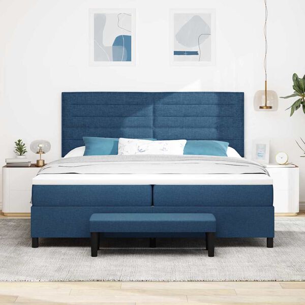 vidaXL Boxspringbed met matras met hoofdeinde Blauw 200 x 200 cm Stof