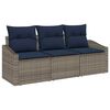 vidaXL Tuinbankenset met kussen 3 pcs Grijs en Marineblauw poly rattan
