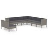 vidaXL 9-delige Loungeset met kussens poly rattan grijs