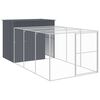 vidaXL Hondenhok met ren 214x457x181 cm gegalvaniseerd staal antraciet