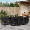 vidaXL Tuin eettafelset 9 pcs Zwart poly rattan