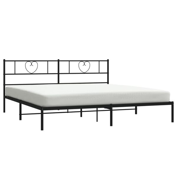 vidaXL Bedframe met hoofdbord metaal zwart 200x200 cm