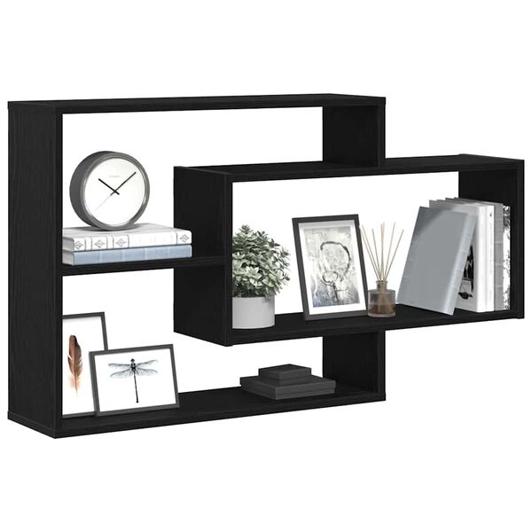 vidaXL Wandplank Zwart Eiken 104x20x58,5 cm Bewerkt Hout