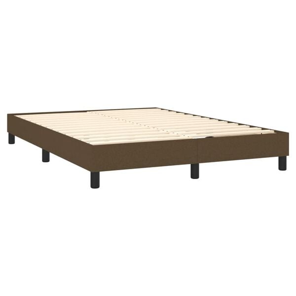 vidaXL Boxspring met matras stof donkerbruin 140x190 cm