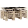 vidaXL 11-delige Tuinset met kussens poly rattan beige