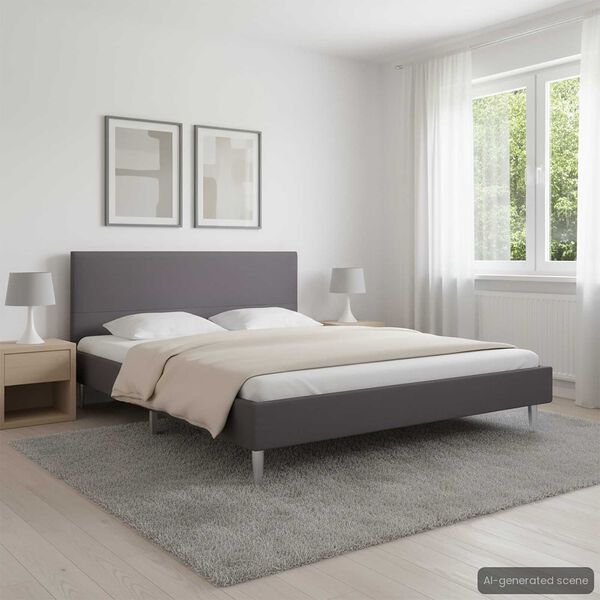 vidaXL Bedframe zonder matras stof 135x190 cm grijs