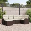 vidaXL Tuin Sofa Set met kussen 6 pcs Bruin en wit Poly riet