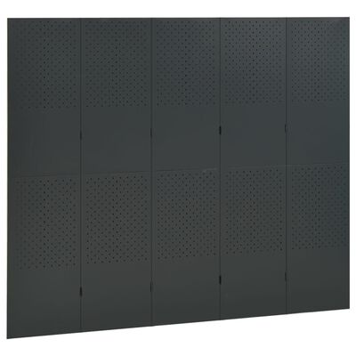 vidaXL Kamerscherm met 5 panelen 200x180 cm staal antracietkleurig
