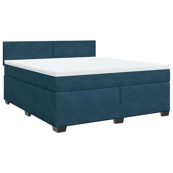 vidaXL Boxspring met matras fluweel blauw 180x200 cm