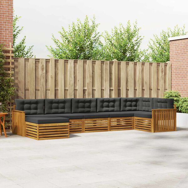 vidaXL Sofa-Sets 7 pcs Natuurlijk en Antraciet Massief Acaciahout