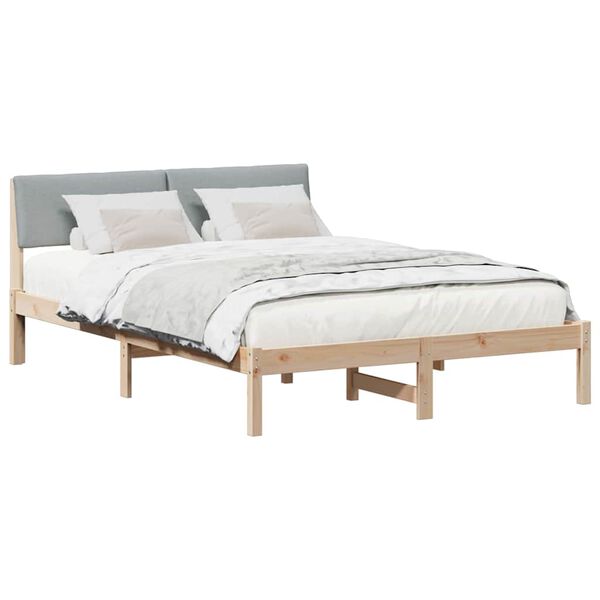 vidaXL Bedframe Bruin en lichtgrijs 140 x 200 cm Massief grenenhout