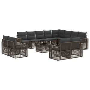 vidaXL Tuinbankenset 13 st Grijs en Donkergrijs poly rattan