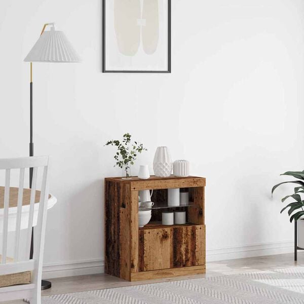 vidaXL LED Sideboard Bruin 60,5 x 37 x 67 cm Bewerkt hout