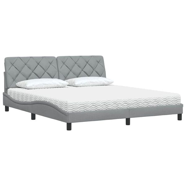 vidaXL Bed met matras stof lichtgrijs 180x200 cm