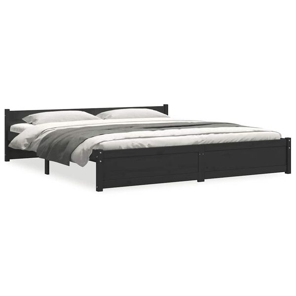 vidaXL Bedframe massief hout zwart 180x200 cm