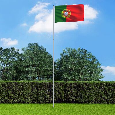 vidaXL Vlag met vlaggenmast Portugal 6 m aluminium