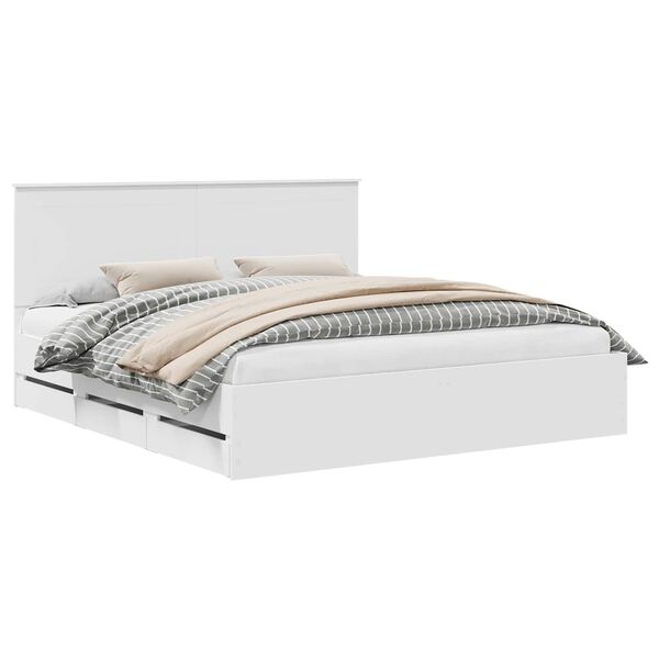 vidaXL Bedframe met lade met opslag Wit 200 x 200 cm Ingenieurshout