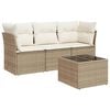 vidaXL 4-delige Loungeset met kussens poly rattan beige
