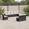 vidaXL 10-delige Loungeset met kussens poly rattan zwart