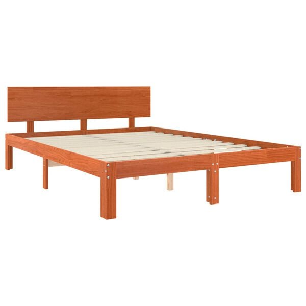 vidaXL Bedframe Wasbruin 135 x 190 cm Massief grenenhout