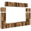 vidaXL 8-delig Tv-meubelset wandmontage bewerkt hout oud houtkleurig