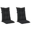 vidaXL Hooge Rug Stoelkussens Set 2 pcs Melange Zwart 120 x 50 x 7 cm