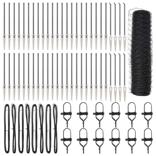 vidaXL Afrasteringspaal Grijs 100 x 0,5 m (50 mm gaas) Staal en PVC