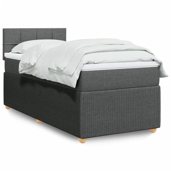 vidaXL Boxspring met matras stof donkergrijs 90x190 cm