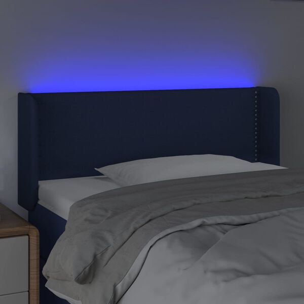 vidaXL Hoofdbord LED 93x16x78/88 cm stof blauw
