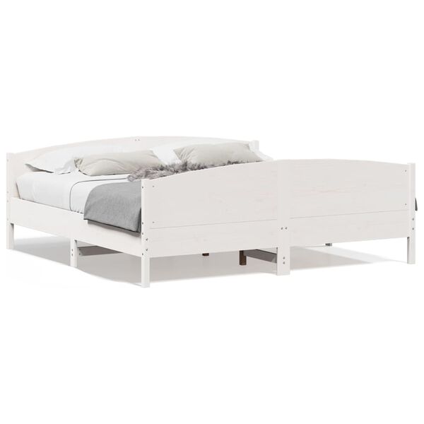 vidaXL Bedframe zonder matras massief grenenhout wit 200x200 cm