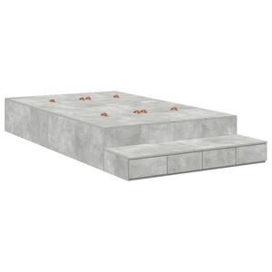 vidaXL Opbergbedframe met lade Beton Grijs 120 cm Bewerkt hout
