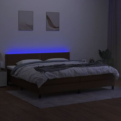 vidaXL Boxspring met matras en LED stof donkerbruin 200x200 cm