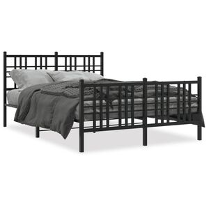 vidaXL Bedframe met hoofd- en voeteneinde metaal zwart 120x200 cm