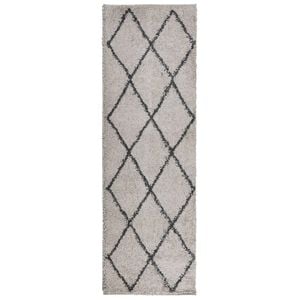 vidaXL Vloerkleed PAMPLONA shaggy hoogpolig 80x250 cm beige antraciet