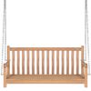 vidaXL Schommelbank met zwart kussen 120 cm massief teakhout