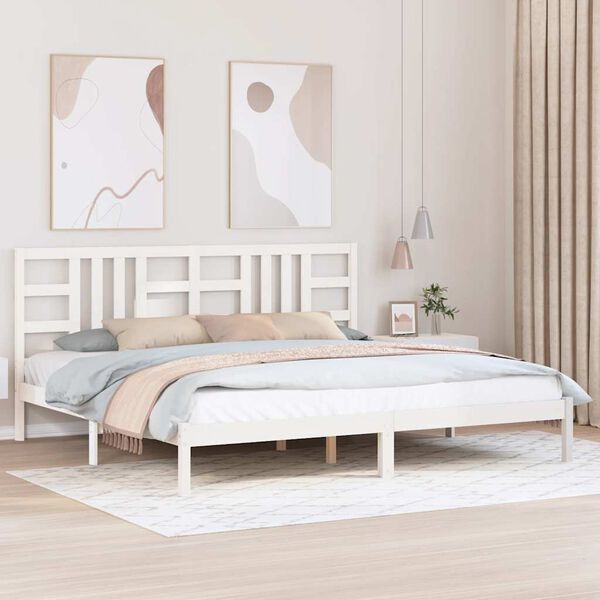 vidaXL Bedframe massief hout wit 200x200 cm