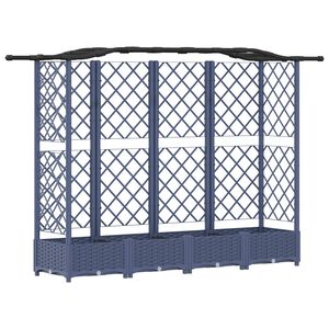 vidaXL Verhoogd Bed met Trellis en Dak Grijs 203,5 x 40 x 125 cm PP
