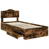vidaXL Bedframe met hoofdeinde Gerookt eiken 90 x 190 cm Bewerkt hout