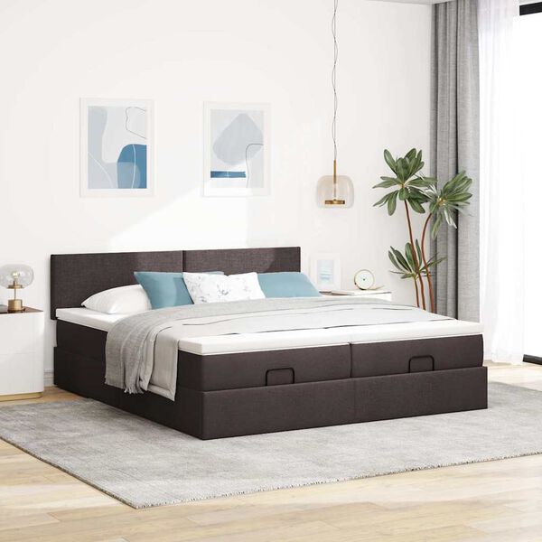 vidaXL Ottoman bed met matrassen en LED's 160x200cm stof donkerbruin