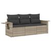 vidaXL 3-delige Loungeset met kussens poly rattan lichtgrijs