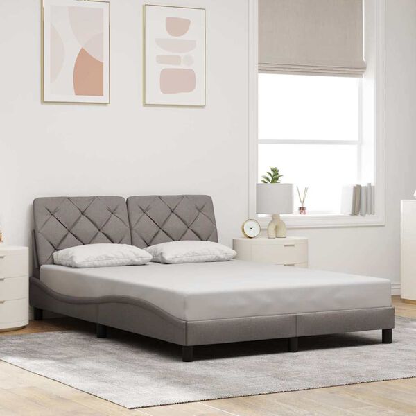 vidaXL Bedframe zonder matras 120x200 cm stof taupe